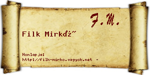 Filk Mirkó névjegykártya